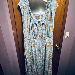 Torrid Blue with oranges Maxi Dress